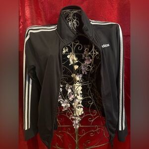 Adidas kid Black Bomber Jacket with White Stripes